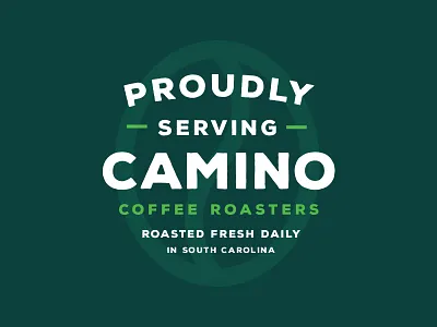 Proudly Serving... branding coffee logo sign sticker window window sign wordmark