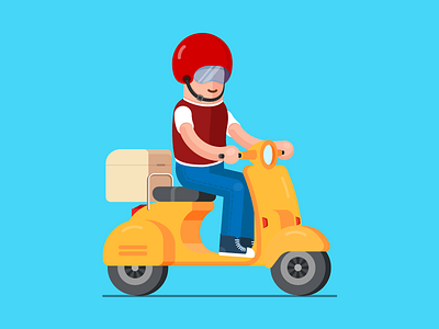 Delivery boy delivery flat scooter