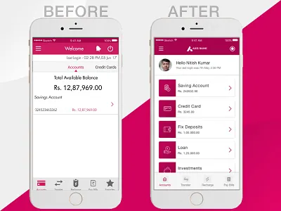 Axis Bank (dashboard) - Before and After bank best design designer india finance fintech ui user experience user interface ux wireframe