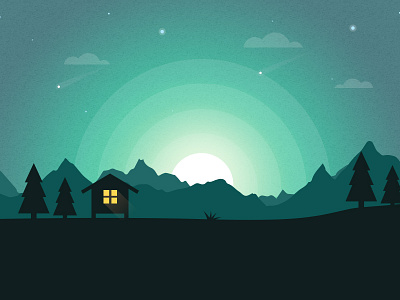 Landscape in Night Illustration creativeboxx design flat illustration landscape night