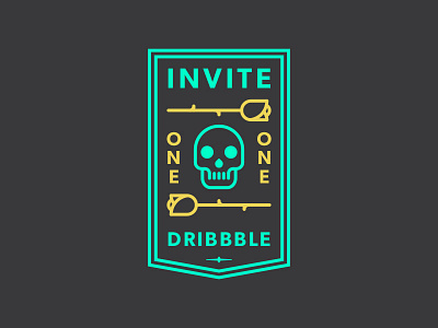 Invite badge death dribbble follow invitation invite neon skull