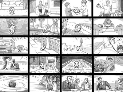 Headache Storyboard ad agency artwork frames freelance gcc head headache pain sketch storyboard tvc