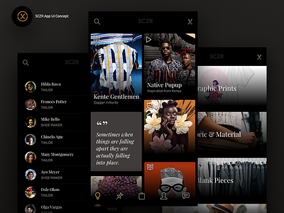 SCZR app app design mobile sketch ui ui design user interface