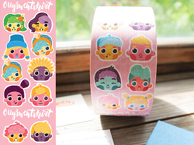 Stickermule Custom Tape cartoon character design cute graphic desigh packaging tape tape vector