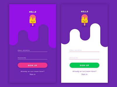 Daily UI Challenge #001 dailyui dailyuichallenge flat flatdesign icecream login mobile mobiledesign mobileui signup ui uidesign