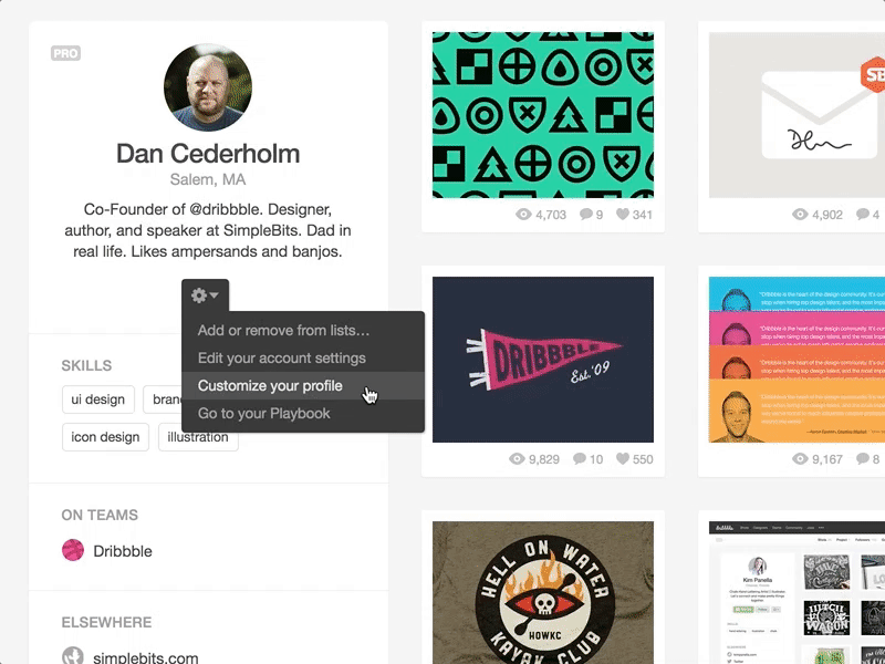 Customizable Profile customization dribbble ordering playbook reorder sorting