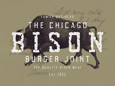 Bison Burger Joint - Logo Mockup design font font design lettering logo logo design texture type design typography vintage vintage design vintage logo