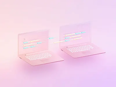Data Transfer 3d data laptop pink transfer