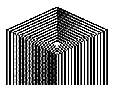 Day19- 'Tower' 100days black and white blend tool illustion lines opart shadows tower vector