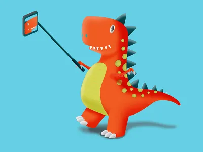 Lil Rex Selfie dinosaur illustration selfie stick t rex vector