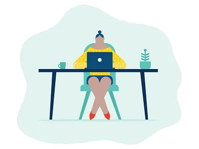 Workspace illustration lady laptop macbook office productivity texture work workspace