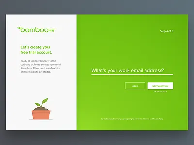 BambooHR Free Trial Form bamboo form signup steps trial ui ux website