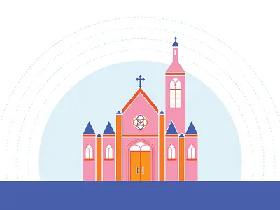 Pink Church building church illustration vector