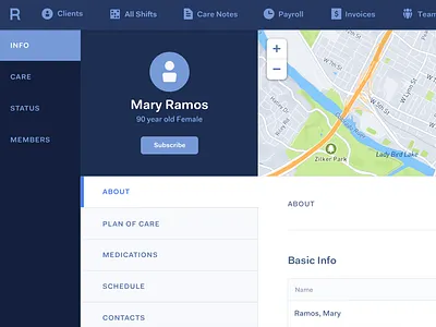 Profile Navigation Detail care detail info navigation profile senior status
