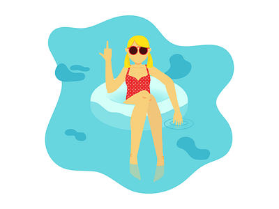 Summer Sass blonde freelance fuck you illustration polkadot sassy swimming swimsuit tan the bird vector woman