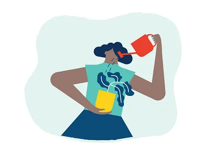 Growspace colorful fashion hair illustration lady play productivity summer texture