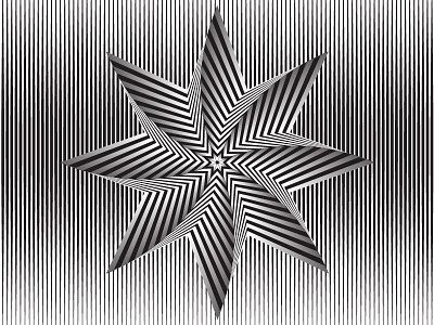 Day29- 'Pinwheel Two' 100days black and white blend blend tool illustrator lines shadows star vector