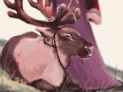 The Tibetan Explorer animal character design digital painting fauna illustration mongolia nature reindeer tibet