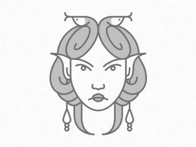 Gorgon euryale face gorgon greek icon lineart monoweight monster mythology snake vector woman
