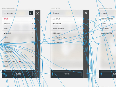 Mobile Nav Wireframes menu mobile nav ui ux wireframes