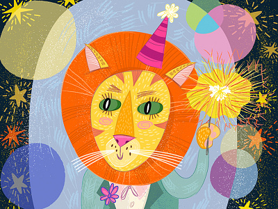Festive Lion character magic marushabelle vector