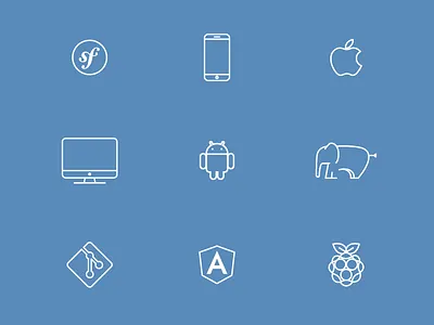 Software Development Icons android angular desktop git ios mobile php raspberry symfony