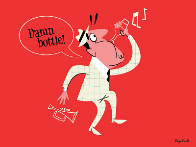 Damn bottle! adobeillustrator cartoon character diegoriselli midcentury upa vector