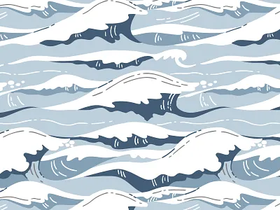 Wave after wave blue ocean pattern sea seamless vector wave