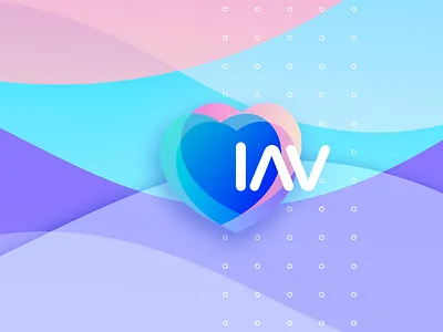 LAV app branding gradient heart logo logo design love technology ui ux waves