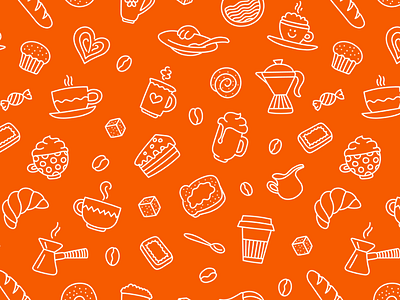 A Very Good Coffee Morning To You breakfast cake coffee food handdrawn morning pattern seamless texture