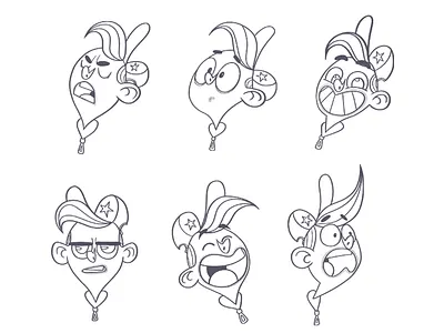 Space Sweepers - Expressions 01 2d cartoon character character design expression griffo space sweepers