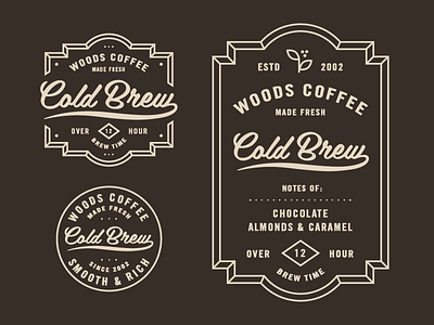 Cold Brew Badges badges branding brew brewing coffee cold brew icon logo woods