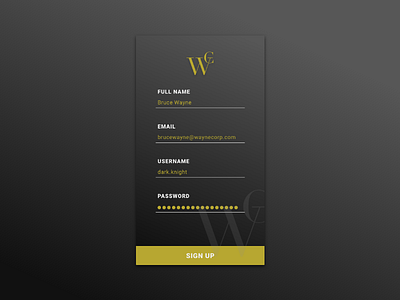 Daily UI #001 | Sign Up batman bruce wayne daily ui daily ui 001 dc comics mobile design sign up ui ui design user interface