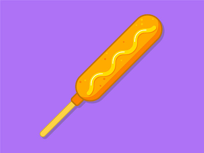 12. Corn Dog - Hot Dog on a Stick corn dog food icon hot dog icon design mustard vector vector illustration