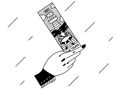 The Tower design illustration line line art tarot tarot cards