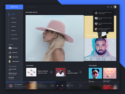 Desktop Music App app clean color dark design desktop music simple ui