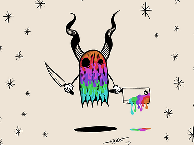 Monster Wip ghost illustration knives monster rainbow