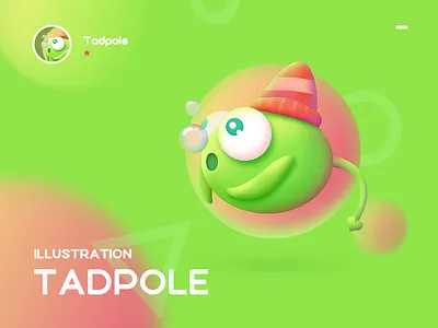 Tadpole illustration；painting；cute