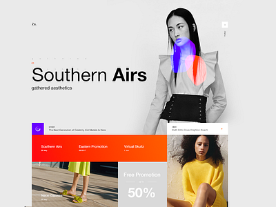 Za – Lookbook concept clean fashion graadient logo menu minimalistic model red ui web yellow zara