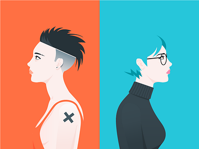 Random Girls girl glasses undercut vector