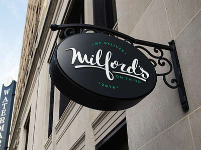 Milford's On Third Logo baton rouge brunch deli logo