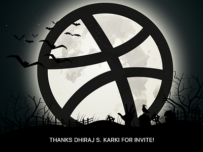 First Shot - Thanks Dribbble bats dark dribbble first shot graveyard invited moon light scary thanks