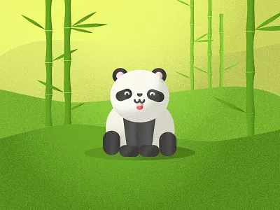 Panda 2d animal illustration character flat grain illustration jungle panda textured