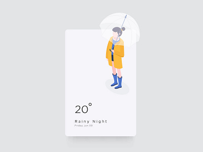 weather UI design girl illustration mobile screen ui