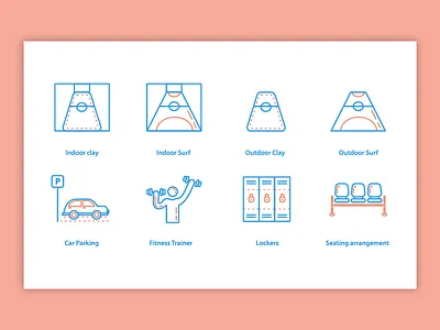 Sports Icons - 1 facilities games graphic design iconography illustration interaction line icons service sports sports club uxui vector