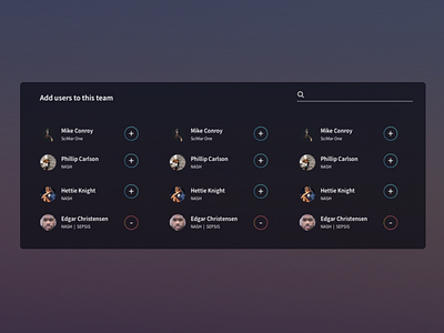 Team members manager dark health teams tech ux web app