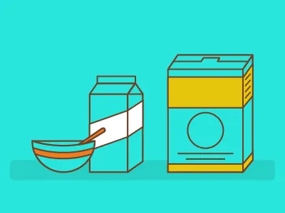 Cereal Time II bowl breakfast cereal milk vector