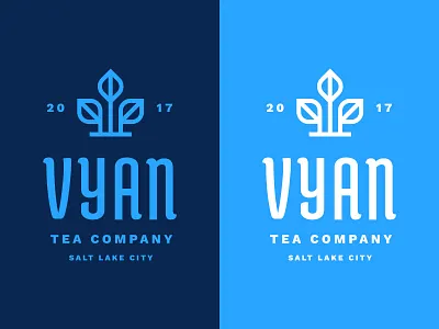 Vyan Final blue grow growth icon leaf leaves lockup logo mark nature tea