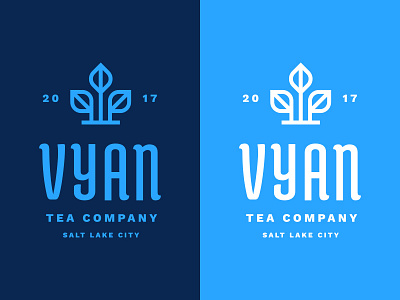 Vyan Final blue grow growth icon leaf leaves lockup logo mark nature tea