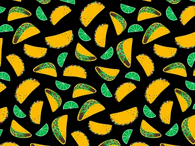 Taco Print childrens apparel illustration seamless repeat tacos textile wallpaper
